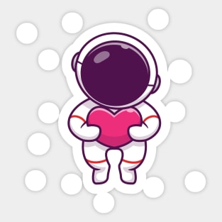 Astronaut Holding Love In Space Sticker